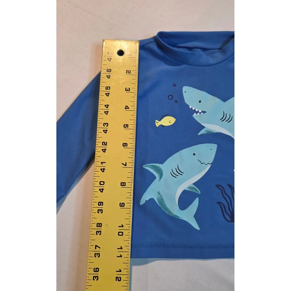 Carter's Just One You Blue Shark Long Sleeve Rash Guard Swim Top 12M
